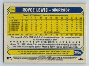 lot 93 image: Royce Lewis RC 2022 Topps 35th Anniversary #87TBU-3 Minnesota Twins Rookie Baseball Card