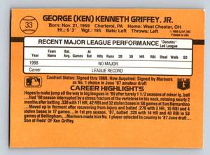 lot 98 image: Ken Griffey Jr. RC - 1989 Donruss Rated Rookie #33 Baseball Card