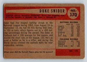 lot 109 image: 1954 Bowman Duke Snider #170 Vintage Baseball Card