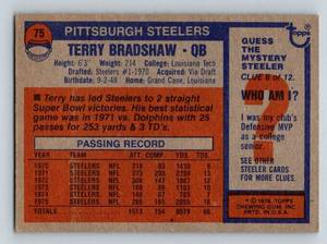 lot 156 image: Terry Bradshaw 1976 Topps #75 Vintage Football Card