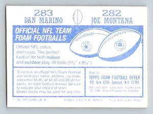 lot 166 image: Dan Marino Rookie Sticker w Joe Montana 1985 Topps #283 and #282 Vintage Football Card