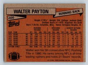 lot 169 image: Walter Payton 1981 Topps #400 Vintage Football Card