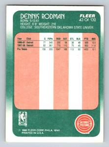 lot 202 image: Dennis Rodman RC 1988 Fleer #43 Rookie Vintage Basketball Card