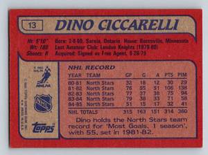 lot 231 image: Dino Ciccarelli Auto 1985-86 Topps #13 Signed Minnesota North Stars Vintage Hockey Card