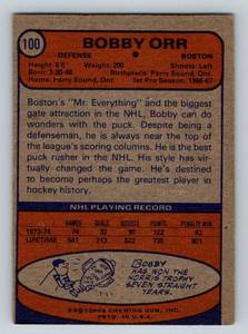 lot 235 image: Bobby Orr 1974-75 Topps #100 Vintage Hockey Card
