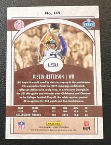 lot 2 image: Justin Jefferson RC 299 - 2020 Legacy Red SP #149 Rookie Card numbered 233299, very rare Minnesota Vikings Football Card