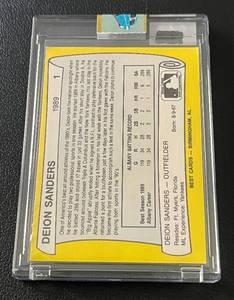 lot 49 image: Deion Sanders 1st Card RC, 1989 Albany Yankees #1 Minor League Baseball Pre-Rookie Card, Rare