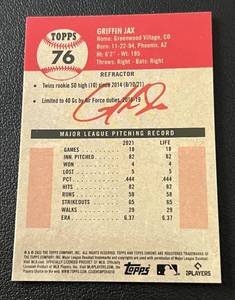 lot 50 image: Griffin Jax RC Refractor - 2022 Topps Chrome #76 Minnesota Twins Rookie Baseball Card