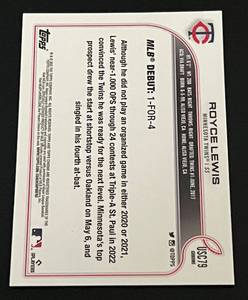 lot 60 image: Royce Lewis RC Purple Refractor - 2022 Topps Chrome Rookie Debut #USC 79 Minnesota Twins Baseball Card