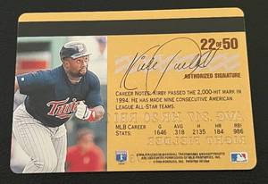 lot 76 image: Kirby Puckett 1995 Studio Gold Insert #22 Minnesota Twins Baseball Card