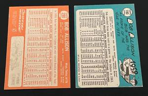 lot 80 image: Bob Allison 1964 and 1965 Topps 2 Card Lot #290 and #180 Vintage Minnesota Twins Baseball Cards