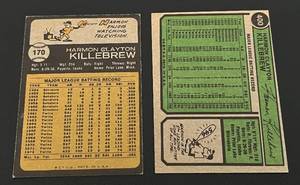 lot 90 image: Harmon Killebrew 1973 and 1974 Topps 2 Card Lot #170 and #400 Vintage Minnesota Twins Baseball Cards