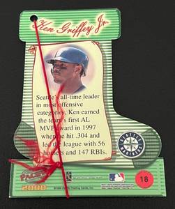 lot 94 image: Ken Griffey Jr. Rare Diecut Ornament - 2000 Pacific #18 Christmas 1999 Baseball Card