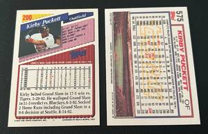 lot 127 image: Kirby Puckett Topps Gold 2 Card Lot 1992 #575 and 1993 #200 Minnesota Twins baseball Cards