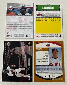 lot 132 image: Minnesota Twins 4 Card RC Lot - Torii Hunter, Michael Cuddyer Numbered 2002, Francisco Liriano, and Denard Span Baseball Cards