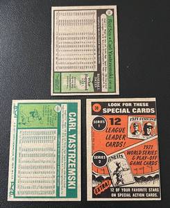 lot 140 image: Carl Yastrzemski Three Card Lot - 1972, 1977, 1979 Vintage Baseball Cards