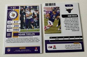 lot 149 image: Adam Thielen Two Card Lot - 2019 Contenders #65 and 2021 Contenders Draft Picks #43 Minnesota Vikings Football Cards