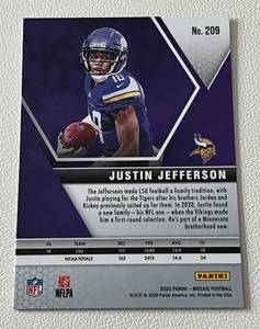 lot 151 image: Justin Jefferson RC 2020 Mosaic #209 Rookie Minnesota Vikings Football Card
