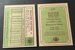 lot 153 image: Walter Payton 2 Card Lot - 1984 Topps #228 and #229 Vintage Football Cards