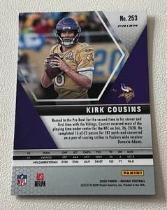 lot 154 image: Kirk Cousins 2020 Mosaic Prizm #235 Minnesota Vikings Football Card