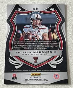 lot 158 image: Patrick Mahomes 2020 Prizm Draft Picks Crusade #80 Football Card