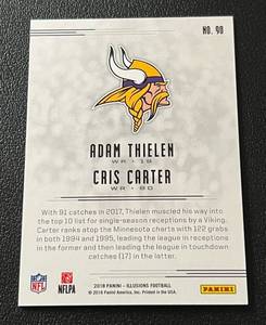 lot 164 image: Adam Thielen and Chris Carter 499 2018 Illusions #90 numbered 453499 Rare Minnesota Vikings Football Card