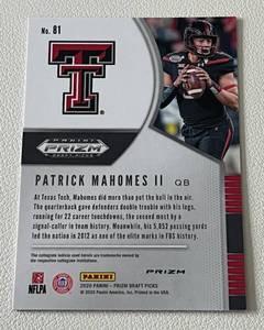 lot 176 image: Patrick Mahomes 2020 Pink Prizm Draft Picks #81 Football Card