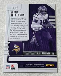lot 180 image: Justin Jefferson Rookie Card 2020 Absolute #168 Rookie Minnesota Vikings Football Card