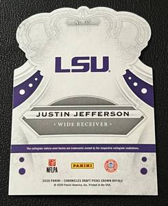 lot 195 image: Justin Jefferson RC Die Cut Gold 2020 Chronicles Draft Picks Crown Royale #35 Rookie Minnesota Vikings Football Card