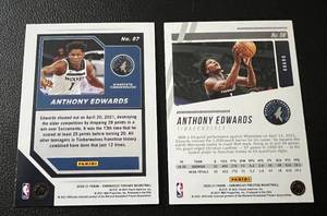 lot 209 image: Anthony Edwards RC 2 Card Lot - 2020-21 Chronicles Threads #87 and Prestige #58 Rookie Minnesota Twins Basketball Lot