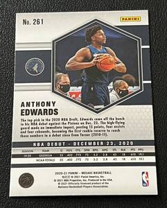 lot 215 image: Anthony Edwards RC 2020-21 Mosaic #261 Rookie Minnesota Timberwolves Basketball Card