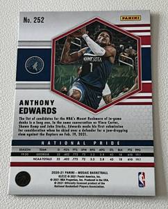 lot 219 image: Anthony Edwards RC 2020-21 Mosaic National Pride #252 Rookie Minnesota Timberwolves Basketball Card