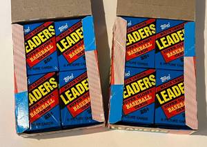 lot 243 image: (2) Boxes of 1986 Topps League Leaders, 72 Packs of Baseball Cards