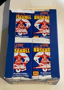 lot 247 image: 1989 Score MLB Baseball Pack Box, 36 sealed packs, Ken Griffey Jr. Rookie Card