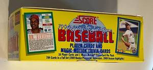 lot 267 image: 1990 Score Baseball Pack Box, 36 Sealed Packs of Cards