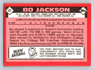lot 50A image: Bo Jackson RC 1986 Topps Traded #50T Rookie Vintage Baseball Card