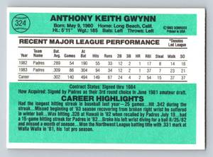 lot 52A image: Tony Gwynn 2nd Year Card - 1984 Donruss #324 Vintage Baseball Card
