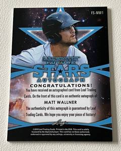 lot 38A image: Matt Wallner Auto 2019 Leaf Ultimate Future Stars #FS0MW1 Minnesota Twins Baseball Card