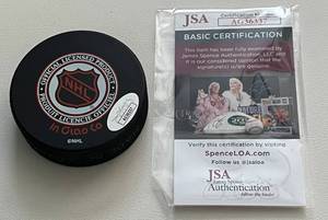 lot 308 image: Don Beaupre Signed Minnesota North Stars Hockey Puck with JSA COA