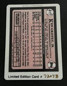 lot 313 image: Ken Griffey Jr. Limited Edition Porcelain Card Sports Nostalgia Dugout Collection, new in box with stand and COA, baseball