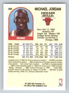 lot 227A image: Michael Jordan 1989 Hoops #200 Basketball Card