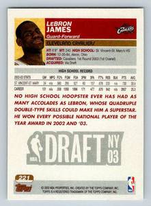 lot 229A image: REPRINT (2) LeBron James RCs 2003 Topps Draft Picks #221 Rookie Basketball Card REPRINT