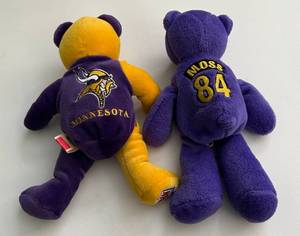 lot 328 image: Minnesota Vikings Beanie Babies  Team Bears - Randy Moss, NFL Football