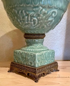 lot 73 image: Pair of Pretty Porcelain and Brass Chinese Compote