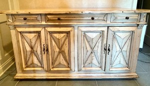 lot 74 image: Woodland Furniture Distressed Console Cabinet