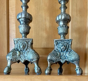 lot 176 image: Pair of Castilian Imports Vintage Candle Holders  Candlesticks Heavy Silver Ornate