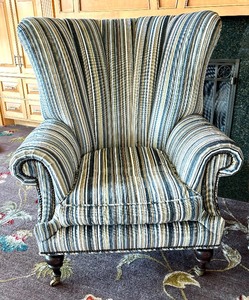 lot 180 image: Pair of Gorgeous  Stripped Upholstered Armchairs