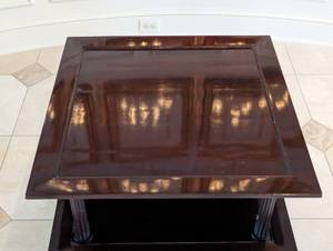 lot 14A image: Barbara Barry for Baker Modern Regency Mahogany Tiered Side Table