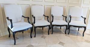 lot 16 image: Set of Four Taylor Arm Chairs  Set of Four Elegant Creamy White Armchairs