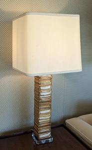 lot 130 image: Robert Kuo Gold Lucite Table Lamp